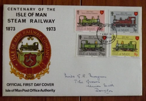 Isle of Man - Isle 0f Man Steam Railway Centenary - 4 August 1973 - FDC + Insert