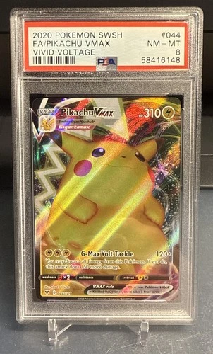 2020 Pokemon Pikachu VMAX Full Art Vivid Voltage 044/185 PSA 8 NM-MT