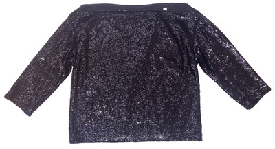 ALC Zoey Black Sequin Wide Neck Top Off Shoulder Top Cropped Length 6 MINT