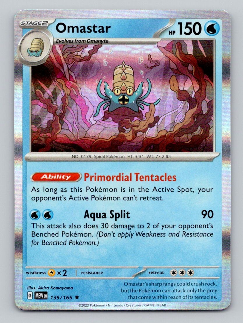 Omastar 139/165 Rare 151 Pokemon Holo Near Mint