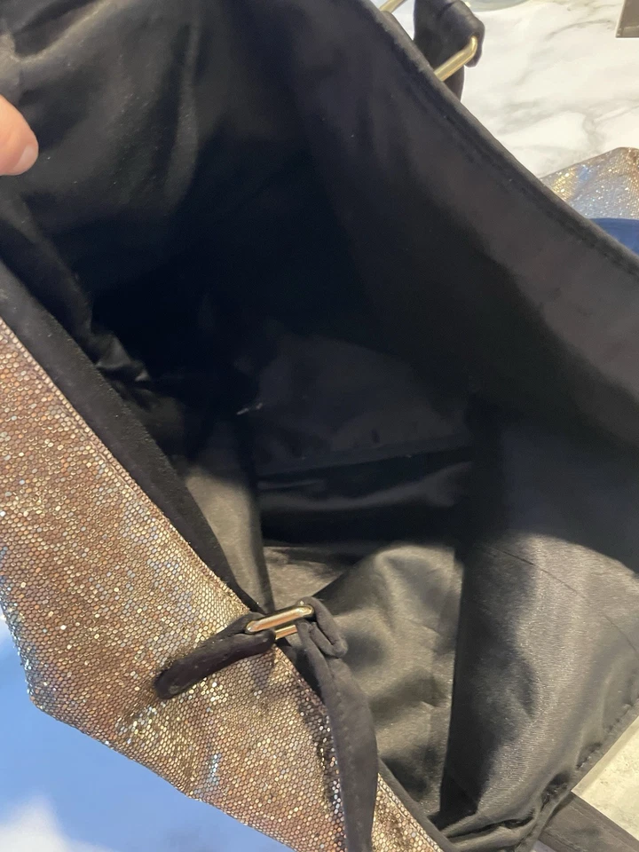 Victoria’s Secret Gold Metallic Shimmer Weekender Tote Bag. 21"X14"X8" - Image 4 of 4