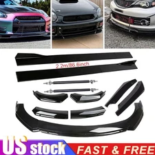 Fits BMW Front Bumper Lip Spoiler Splitter+Side Skirts+Rear Lip Glossy Black