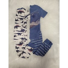 Carter's Boys Dinosaur Short Sleeve Blue Jogger Pajama Set Bundle Size 4