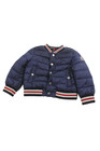 Moncler Boys Button Front Striped Trim Down Quilted Jacket Navy White Red 12-18M — photo 1