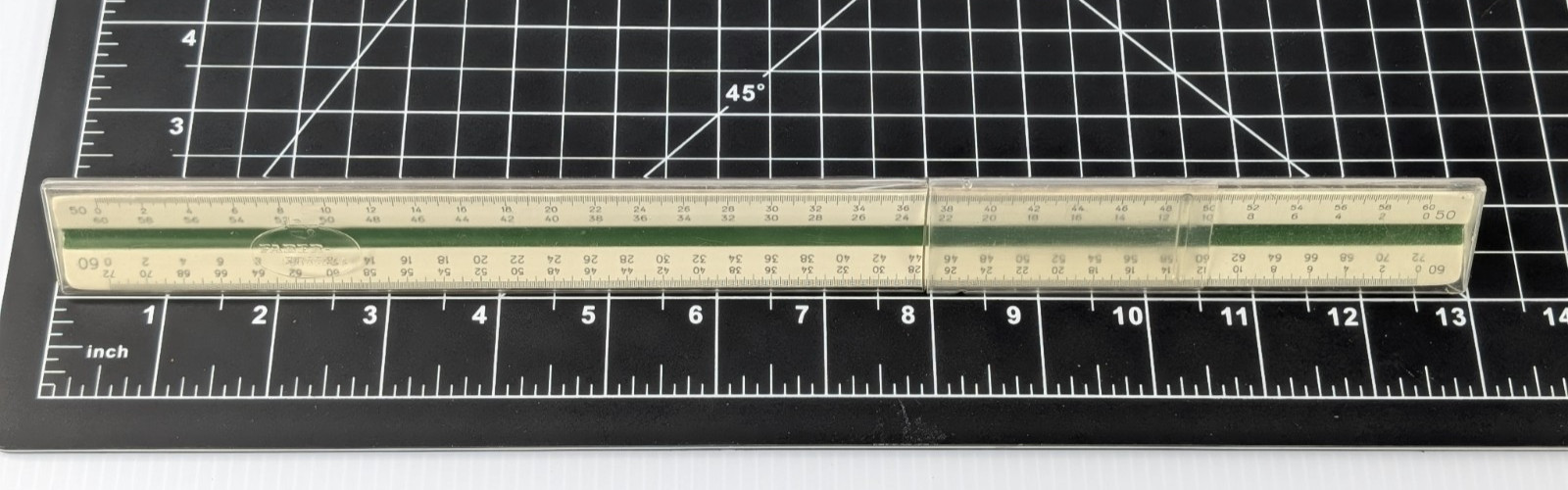 Vintage A W Faber Castell 883-Z2 Triangle Ruler With Clear Case Made in Germany