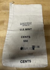 VTG US Mint $50 Cents Coin Money Bag Sack Canvas Cloth Pennies