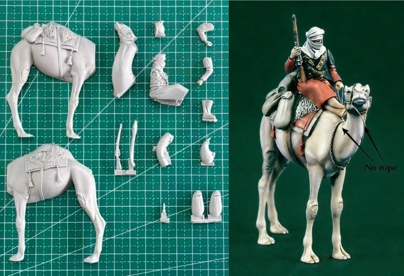 1/35 Resin Figure Arab On Camel Desert Cavalry WWII Unpainted Unassembled