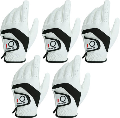 FINGER TEN Golf Gloves Men Value 5 Pack for Left Right Hand, Comfortable Soft & 