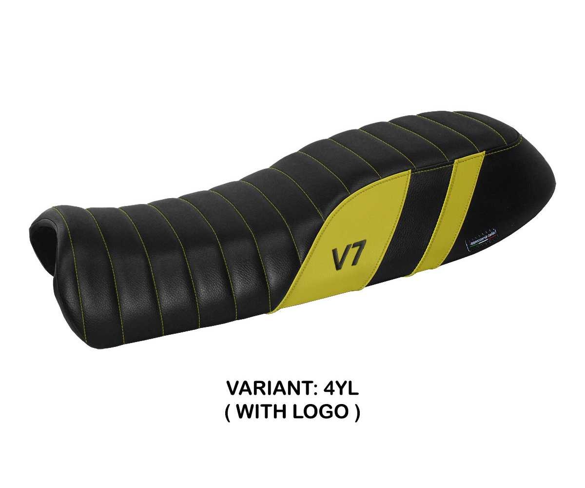 Seat saddle cover Davis Yellow YL + logo TPZ Italia for Moto Guzzi V7 2012 2020