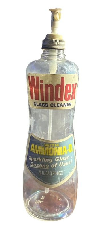 1968 Drackett Vintage Original Windex | Glass Bottle | 20oz | Retro Antique Home