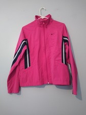 VTG Nike Women's Track Jacket M Pink White Blk Lightweight Soft Y2K Sporty