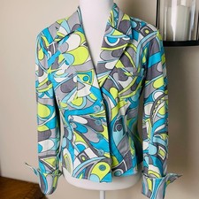 Classiques Entier Sz M Women's Abstract Print Cotton Blend Blazer Jacket Career