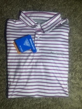 NEW Men's Columbia PFG Deep Waves White Striped Polo Shirt Size Medium MSRP $55