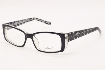 NEW ENHANCE 3828 BLACK CRYSTAL BLACK CRYSTAL AUTHENTIC DESIGNER EYEGLASSES 49-19