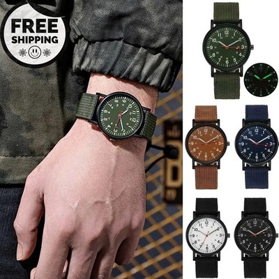 Military Watch Army Durable Water Proof Luminous 24Hours Dial Nylon Strap USA
