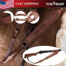 TOURBON Vintage Leather Gun Sling Hunting Rifle Shotgun Carry Finger Rest in US