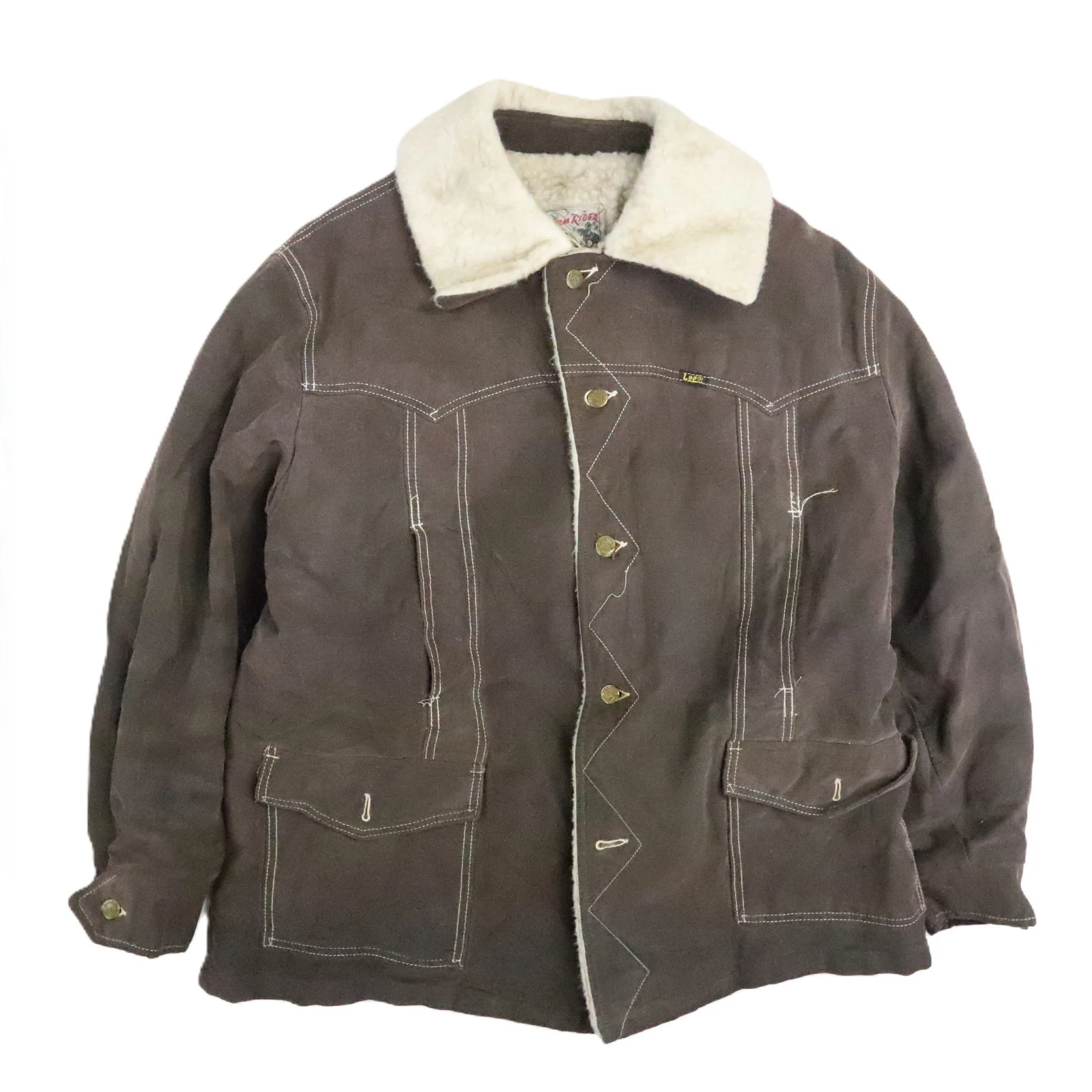 Vintage Lee Storm Rider Suede Trucker Jacket Size Large Sherpa Lined