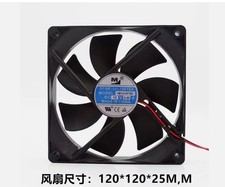 M YM1212PTB1 12025 DC12V 0.50A 12CM 2-Wire Double Ball Bearing Cooling Fan