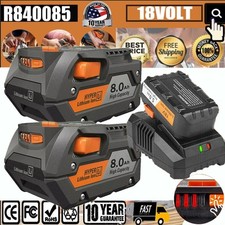 PACK For Ridgid R840087 8.0Ah Lithium Battery Rigid 18 Volt R840085 Power Tools