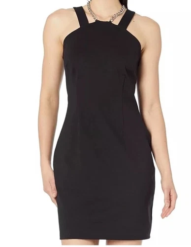 Michael Kors Abito Argento Catena Collana Nero Mini Petite Taglia P M Nuovo MRSP$140