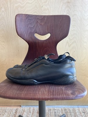 Vintage Prada Sport Linea Rossa Black Leather Square Toe Sneakers  9us 27.5-28cm