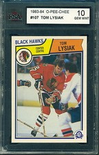 1983 84 OPC #107 TOM LYSIAK KSA 10 GEM MINT!! BLACK HAWKS