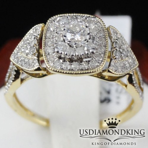 LADIES 14K YELLOW GOLD SI1-H .37CT GENUINE REAL DIAMOND ENGAGEMENT RING BAND NEW - 第 5/8 張圖片