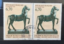 Timbres France 1996 paire YT 3014 oblitérés. Cheval