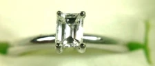 0.29ct NICE emerald cut solitaire dia 14KW eng ring,#15767