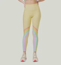 $115 Terez Women's Yellow Dynamic Duo Knit Active Leggings Pants Size M