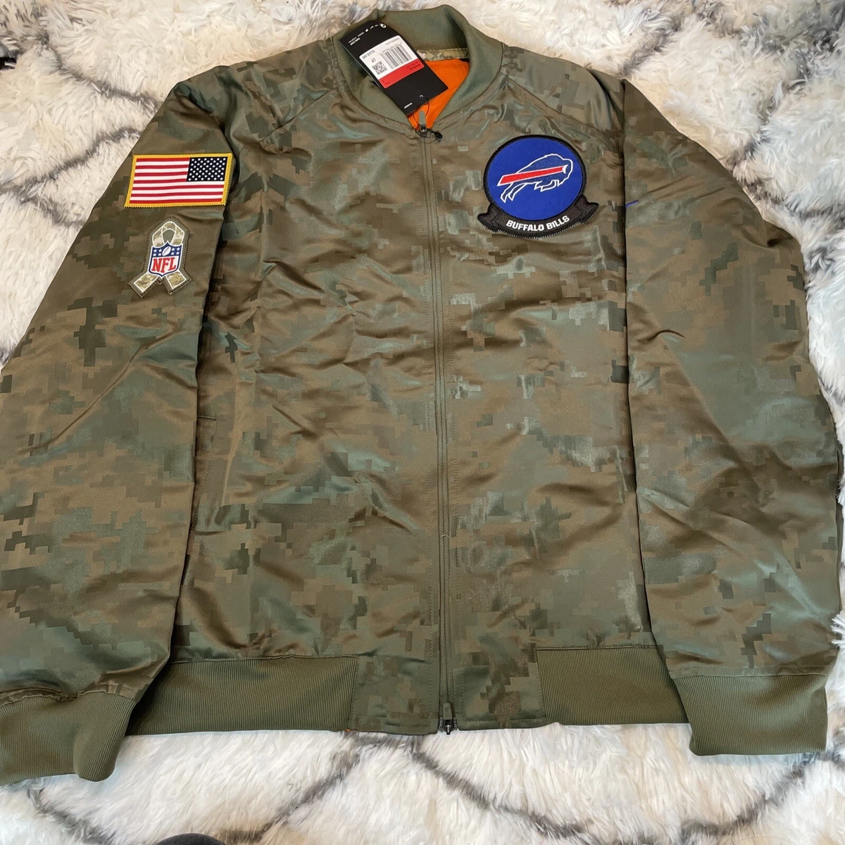 New Women size L Nike NFL Buffalo Bills Camo Jacket Bomber AT7863