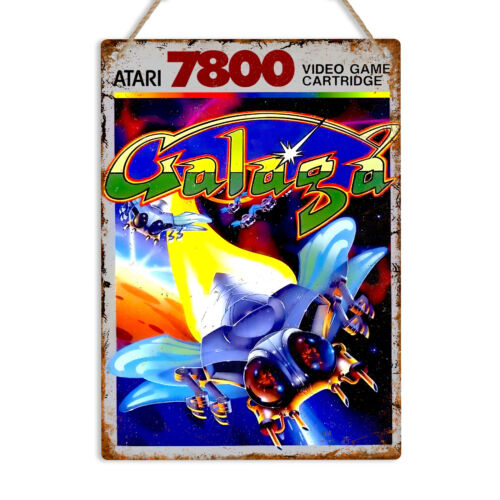 Galaga Atari 7800 Arcade Metalowy znak Vintage Gra wideo Tabliczka Gaming Room Decor - Zdjęcie 1 z 16