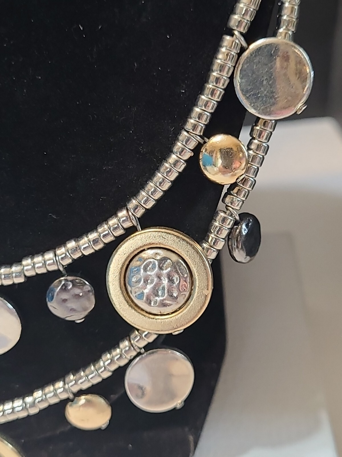 Silvertone Beaded Double Stranded Cable Necklace … - image 6