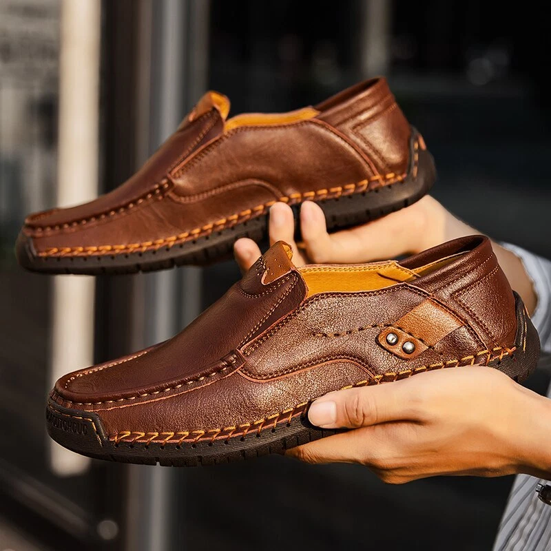 Zapatos De Cuero Hechos A Mano Para Hombre Mocasines Suaves Cómodos Elegante Men |