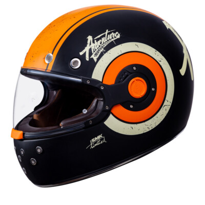 SMK Retro Motorcycle Helmet - Adventure Black/Orange/White (Matte)
