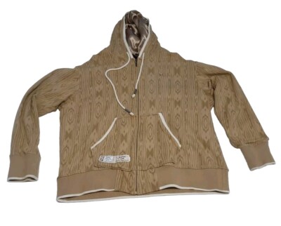 Rocawear 2XL Hoodie Jacket Taupe/White Trim Front Zip 1999  Vintage 