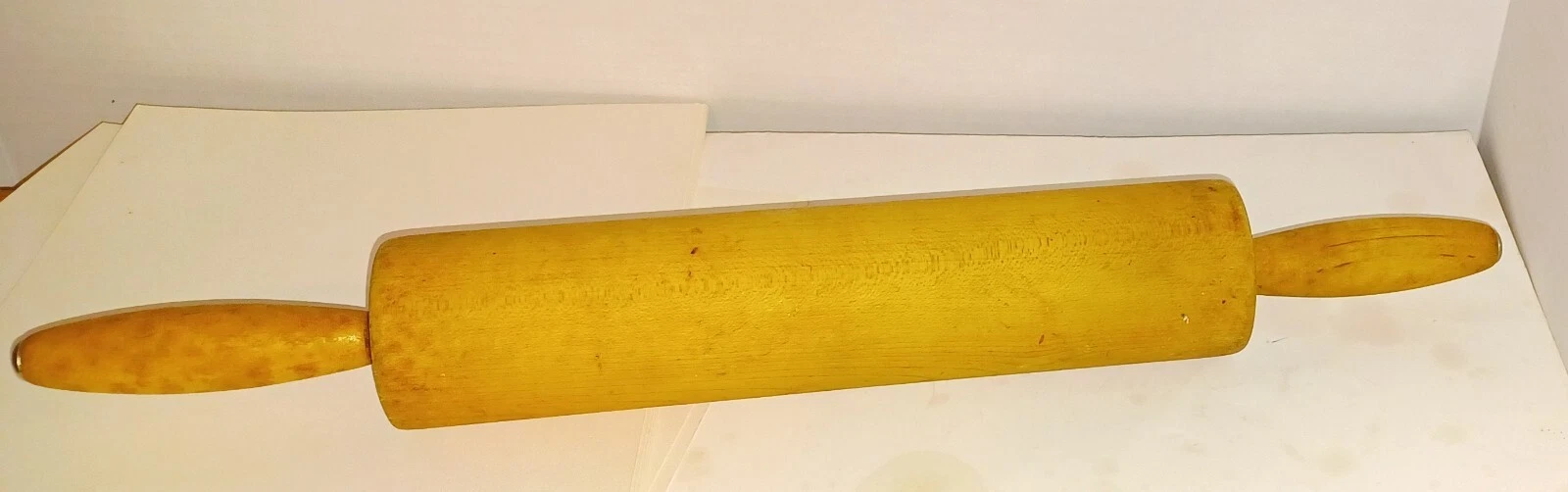 Large Wood Wooden Rolling Pin Kitchenware Vintage Used Baking Tool Roller