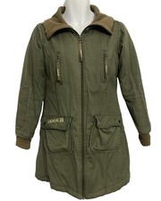 Ladies Uk 10 Jacket Utility Military Khaki Army Green Long Coat