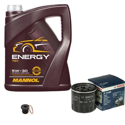 Inspektionspaket Mit 5 L MANNOL Energy 5W-30 Motoröl + Ölfilter + Verschlussschraube – Wartungsset Für Benzin & Diesel