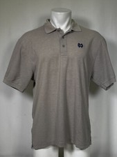 Notre Dame Fighting Irish NCAA Embroidered Logo Gray Polo Shirt Men's LARGE