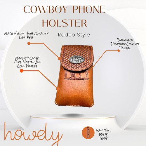 7" COWBOYS PRAYER WESTERN POUCH BELT LOOP HOLSTER CELL PHONE CASE UNIVERSAL SIZE - Picture 6 of 22