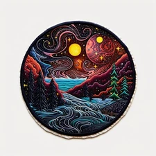 Steampunk Planet Patch Embroidered Iron-on Applique Winter Imagination Artist