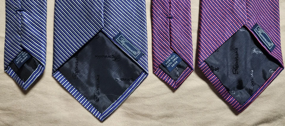 Juego de 2 Corbatas Faconnables Para Hombre Vivas Rosa Azul Rayas 100% Seda Foto 4 de 4