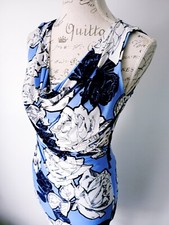 Phase Eight Womens Bodycon Cowl Neck Bold Blue Floral Dress Size 10 Fully Lined