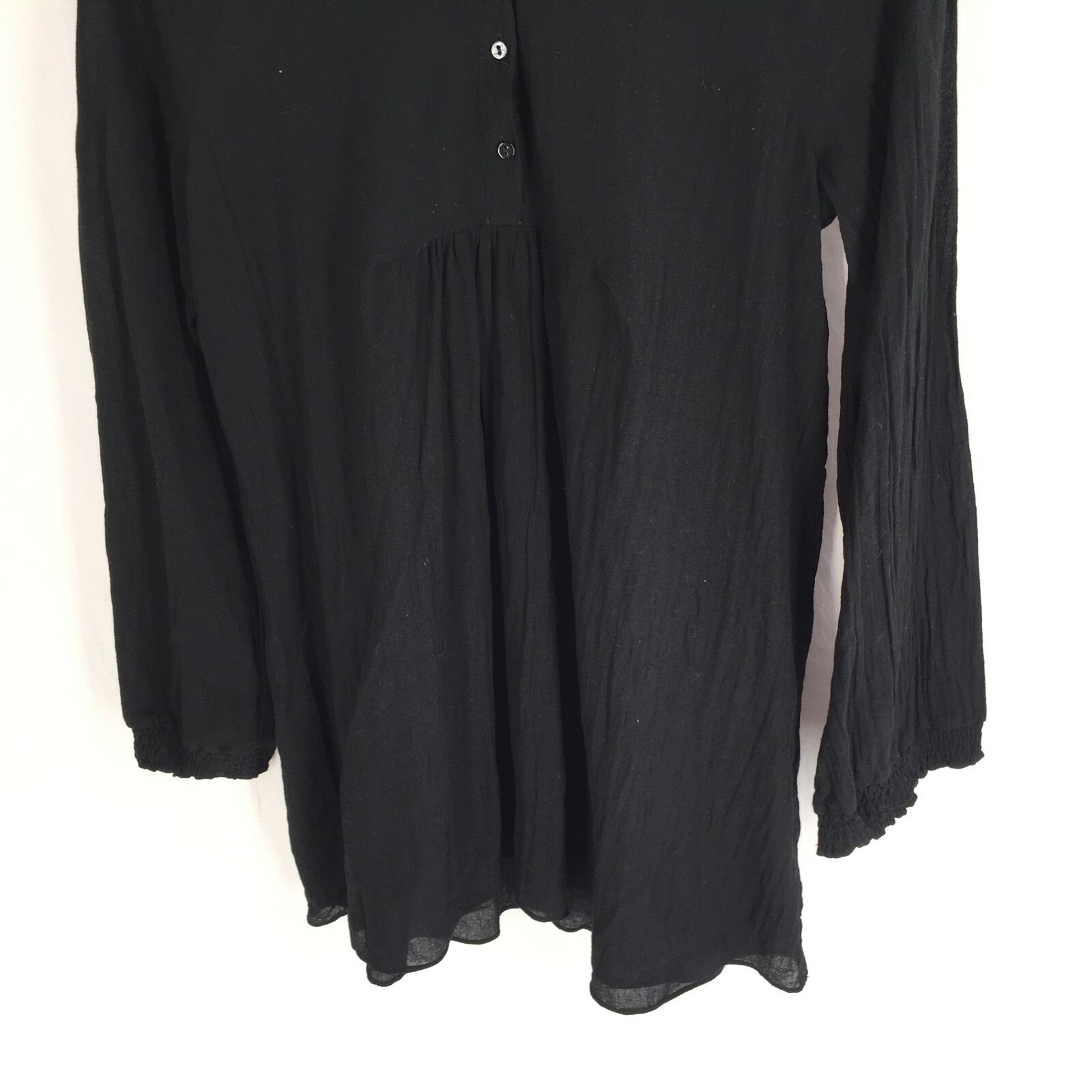 Zara Basic Black Blouse Top Size Medium Tie Colla… - image 2