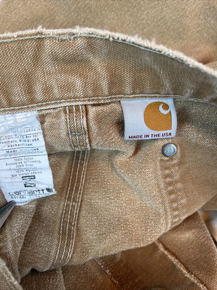 Carhartt Double Knee Pants Size 35x30Light Brown Tan Distressed