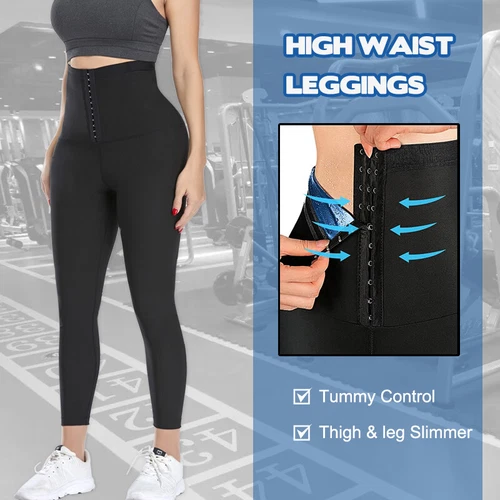 Damen Thermo Sauna Leggings Bauchweg Schwitzhose Abnehmen Laufhosen Sporthosen - Bild 6 von 35