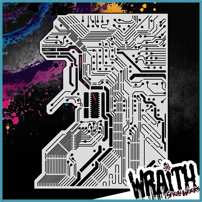 Circuit Board #2 - Reusable Airbrush Stencil Template