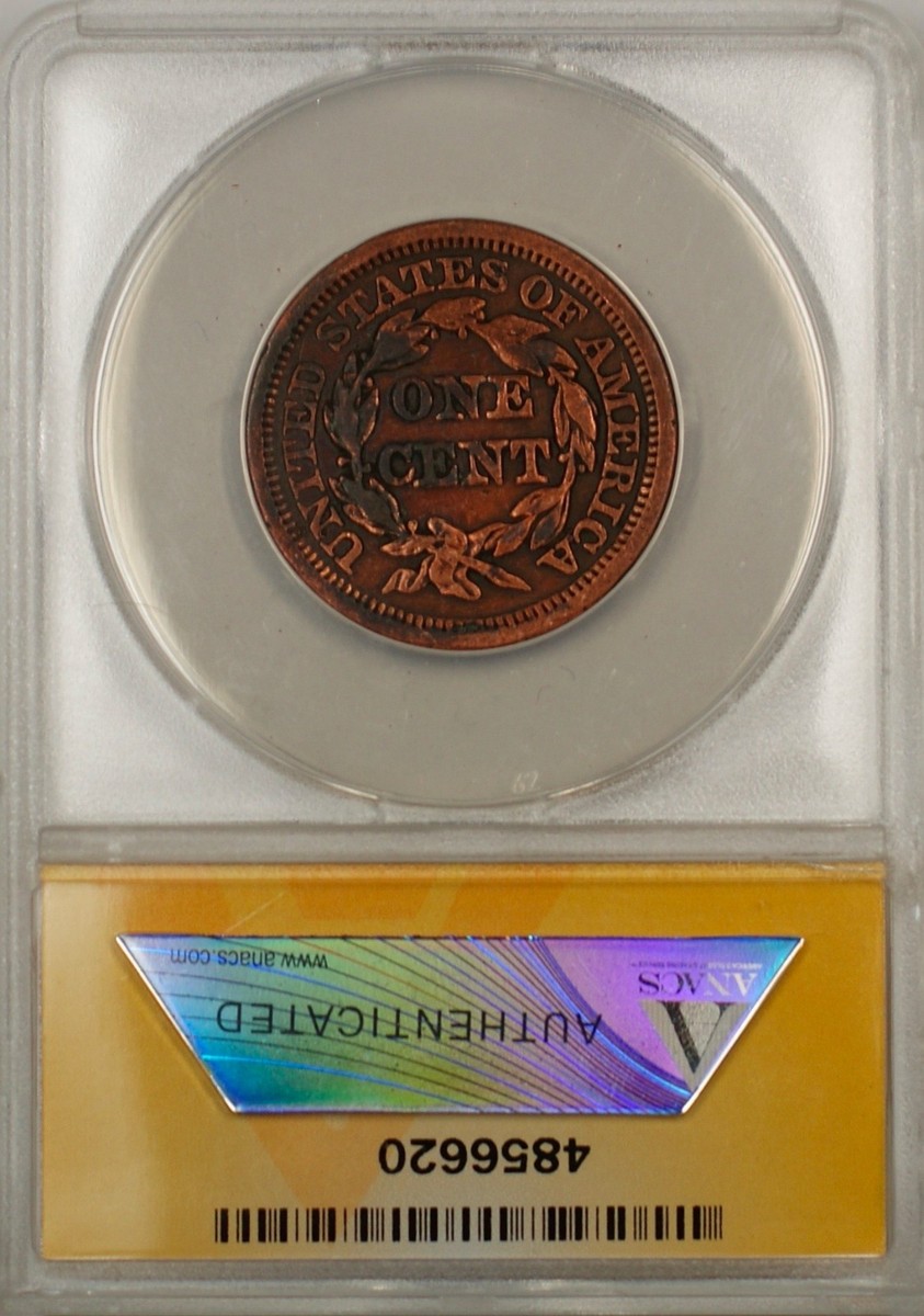 annon様 1848 Large Cent 1c Coin ANACS VF 30 Details Cleaned | eBay