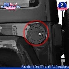 Black Fuel Gas Tank Cap Cover Trim Locking With Key For Jeep Wrangler JK 2007-18